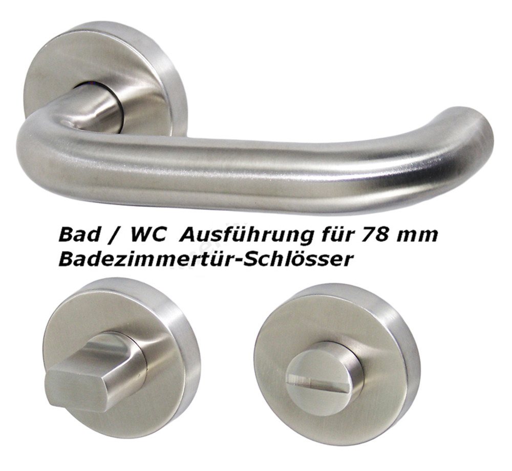 Thumbnail - Drückergarnitur Edelstahl Türbeschlag 1578 Ute R WC Türgriffe Türdrücker, Drücker außen, Rückholfeder zur Schlossentlast...