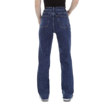 Ital-Design Stretch-Jeans Damen Freizeit Used-Look Stretch High Waist Jeans in Blau