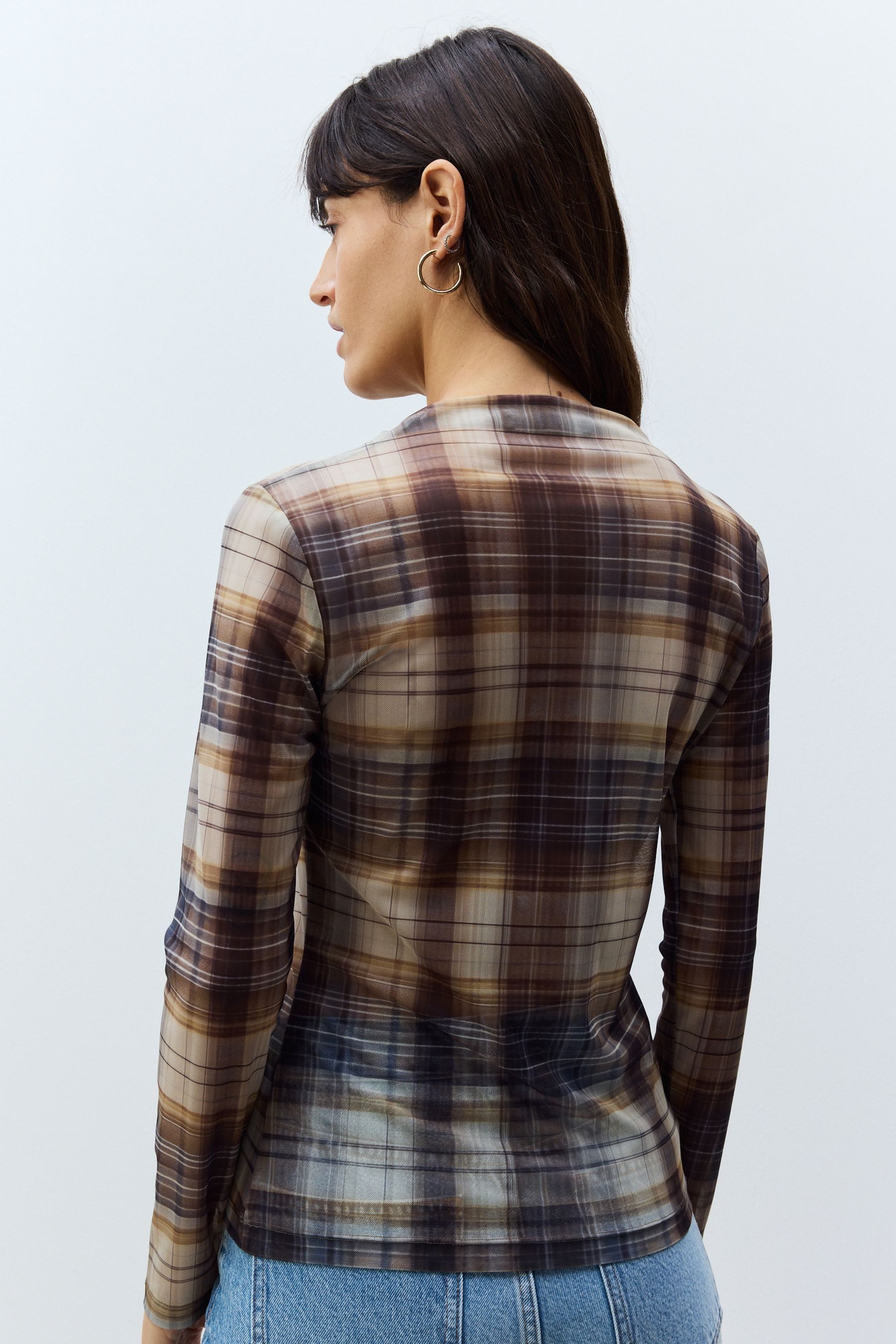 Next Langarmshirt Hochgeschlossenes Mesh-Oberteil mit langen günstig online kaufen