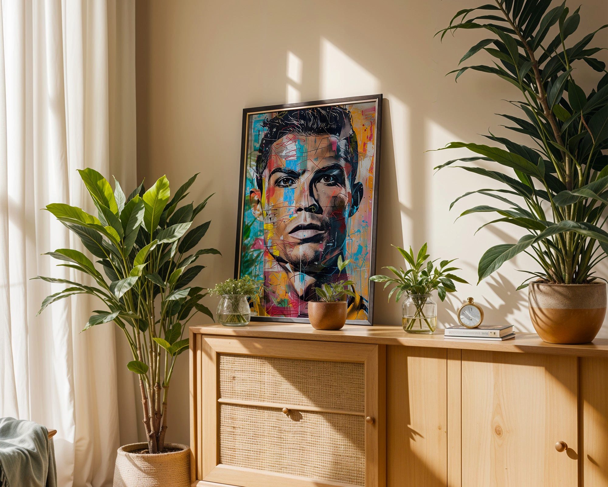 JUSTGOODMOOD Poster Premium ® Street Art Fußball Legende Ronaldo · Pop Art Wandbild, (1 St), verschiedene Größen wählbar