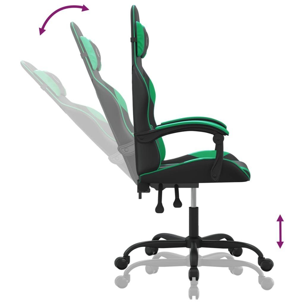 vidaXL Gaming-Stuhl Gaming-Stuhl Drehbar Schwarz grün Schwarz und St) (1 Kunstleder und grün | Grün Schwarz und