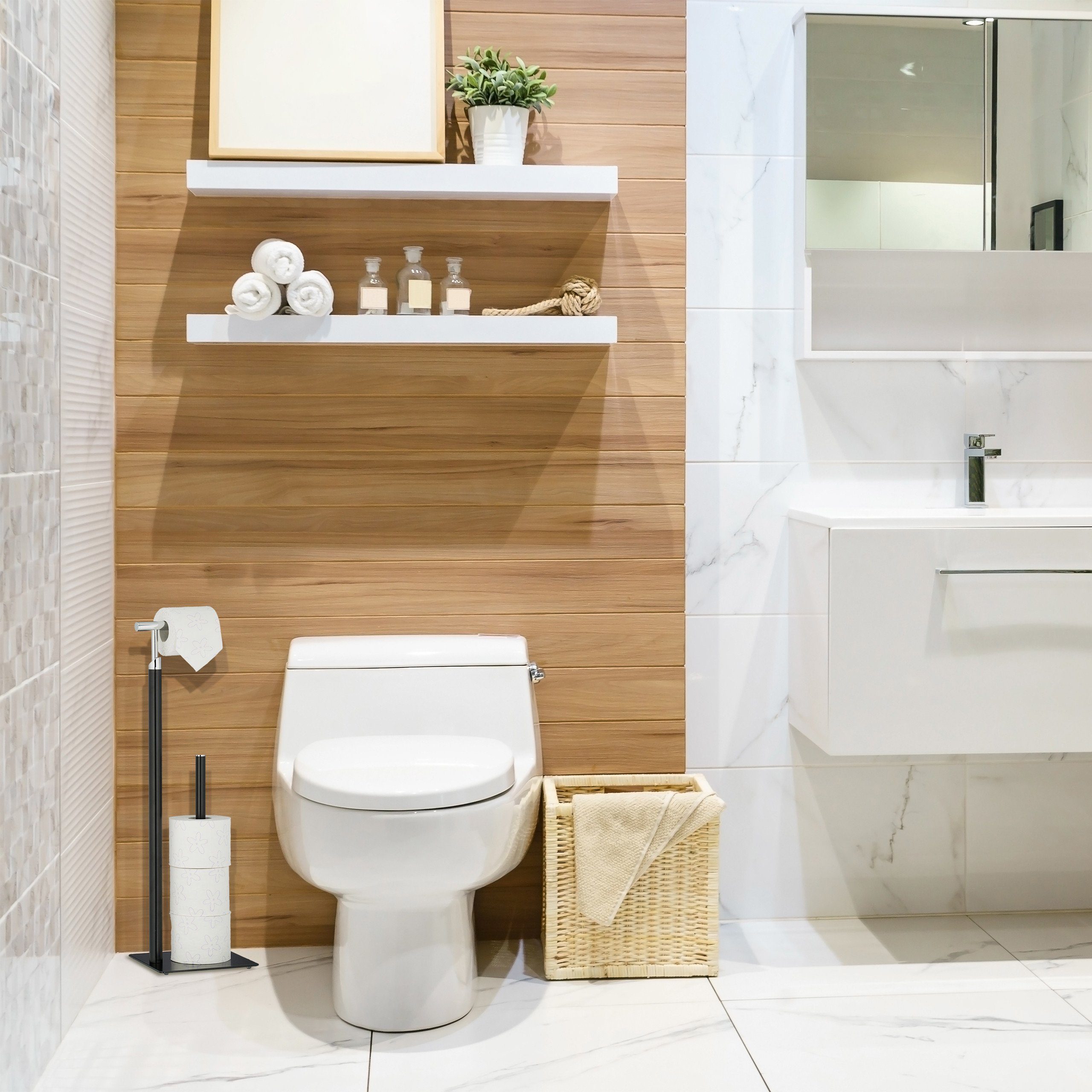 relaxdays Toilettenpapierhalter Schwarzer Toilettenpapierhalter günstig online kaufen