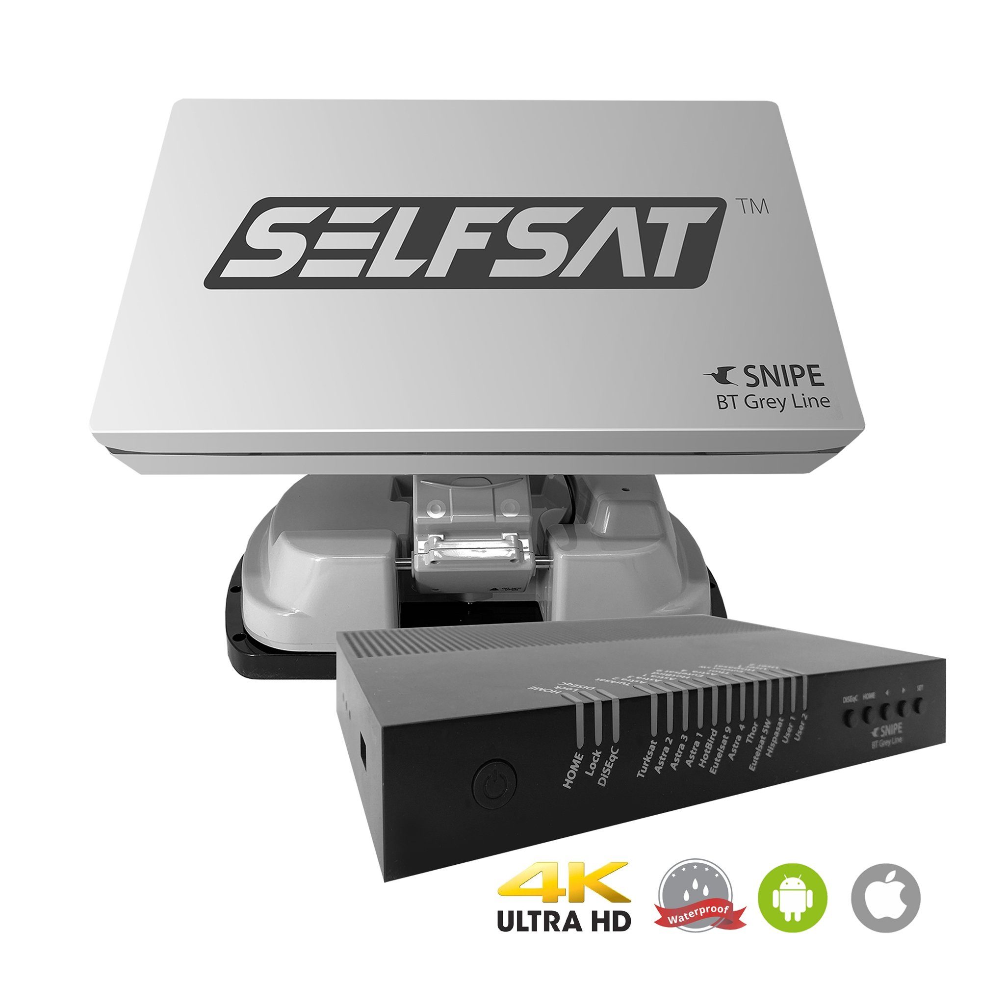 Selfsat SNIPE BT Grey Line Single - automatische Camping Antenne incl. Camping Sat-Anlage