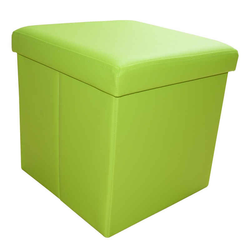 style home Sitzhocker faltbare Sitzbank mit Stauraum (Aufbewahrungsbox mit Deckel, gepolstert Sitzwürfel Fußhocker, Sitztruhe aus Kunstleder), für Wohnzimmer Schlafzimmer, 38 * 38 * 38 cm Green
