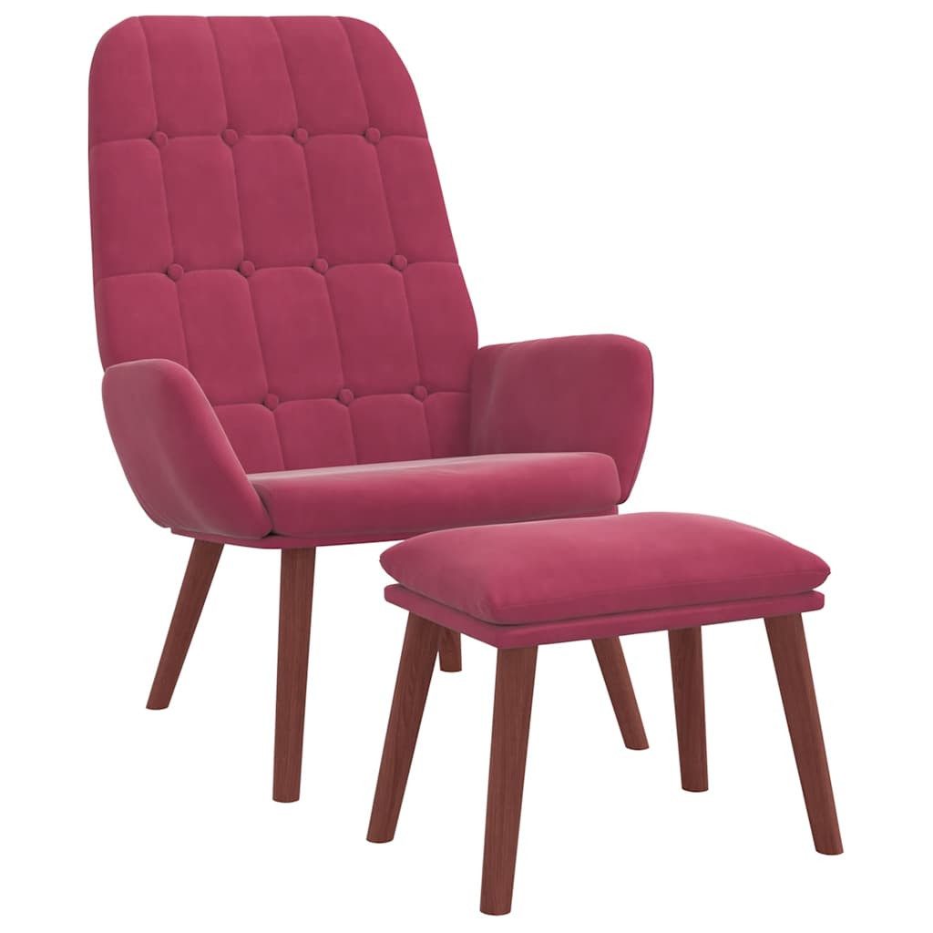 Sessel Relaxsessel mit Hocker Weinrot Samt