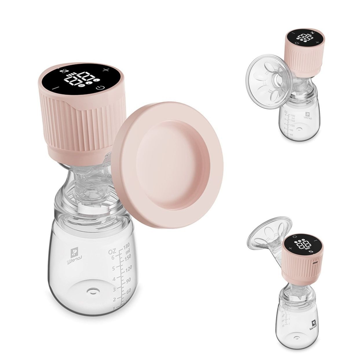 LORELLI Elektrische Milchpumpe Lila, elektrisch, 180 ml Flasche, LED-Anzeige, Timer, 3 Modi, Silikon