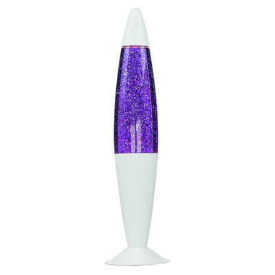 Licht-Erlebnisse Lavalampe JENNY, Tischlampe Violett Glitter Weiß funkelnd 42 cm Retro Tischleuchte