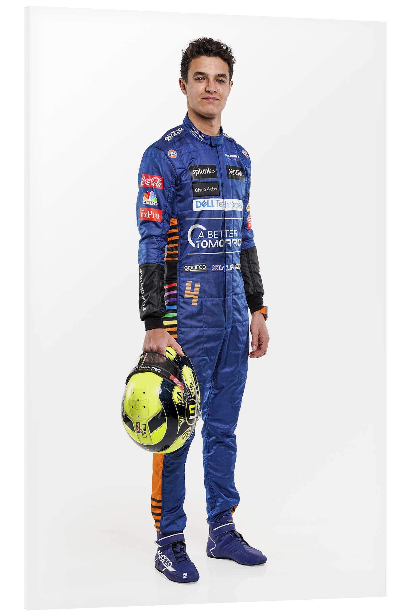 Posterlounge Forex-Bild Motorsport Images, Lando Norris seitlich mit Helm, McLaren Team 2021, Wohnzimmer Fotografie