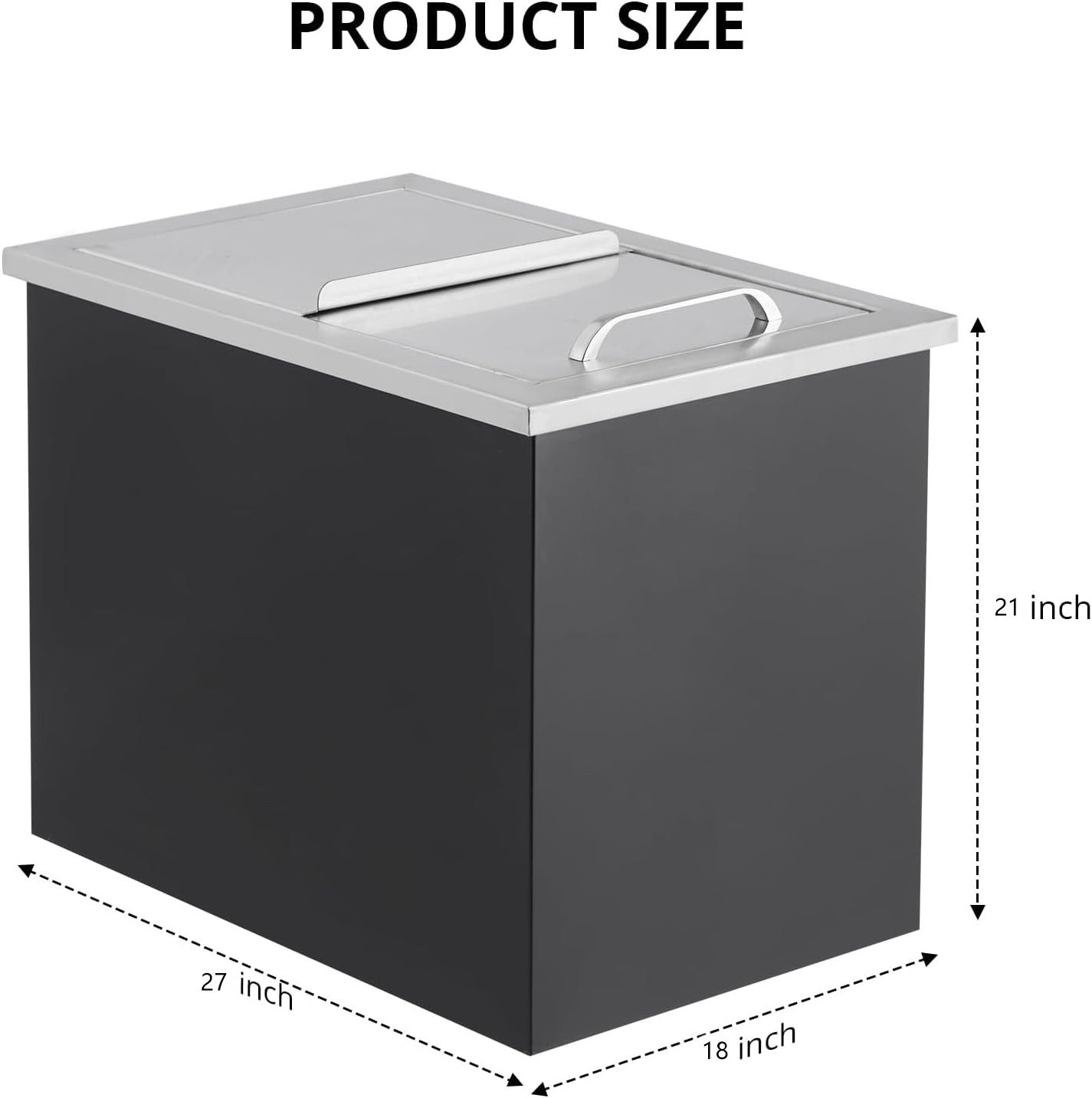 GarveeMore Eiswürfelbehälter Drop-In Eisbox Edelstahl,Isolierte Eisbox mit Ablauf, Für Outdoor-Küche, Bar und Gartenparty
