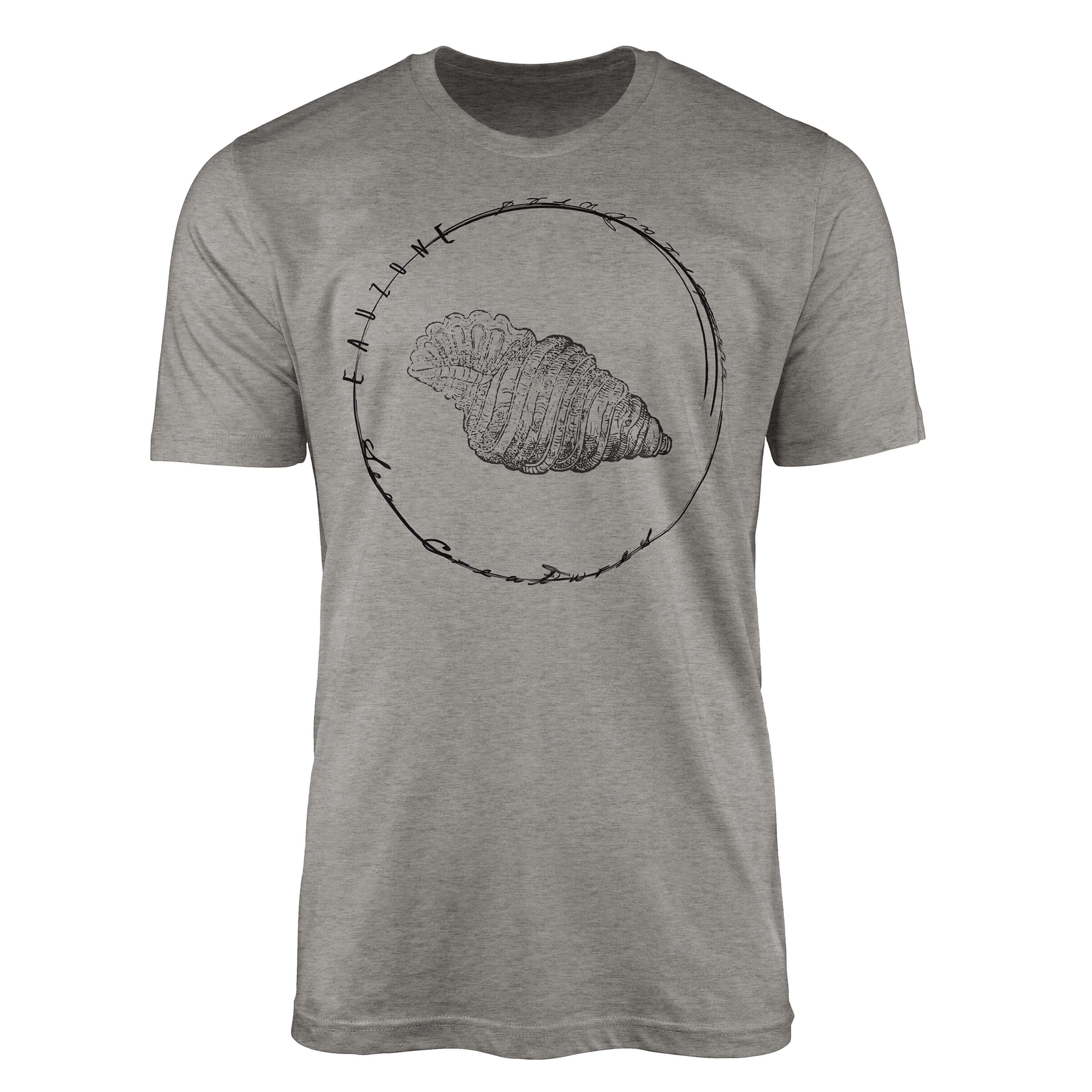 Sinus Art T-Shirt T-Shirt Tiefsee Fische - Serie: Sea Creatures, feine Struktur und sportlicher Schnitt / Sea 029 Ash