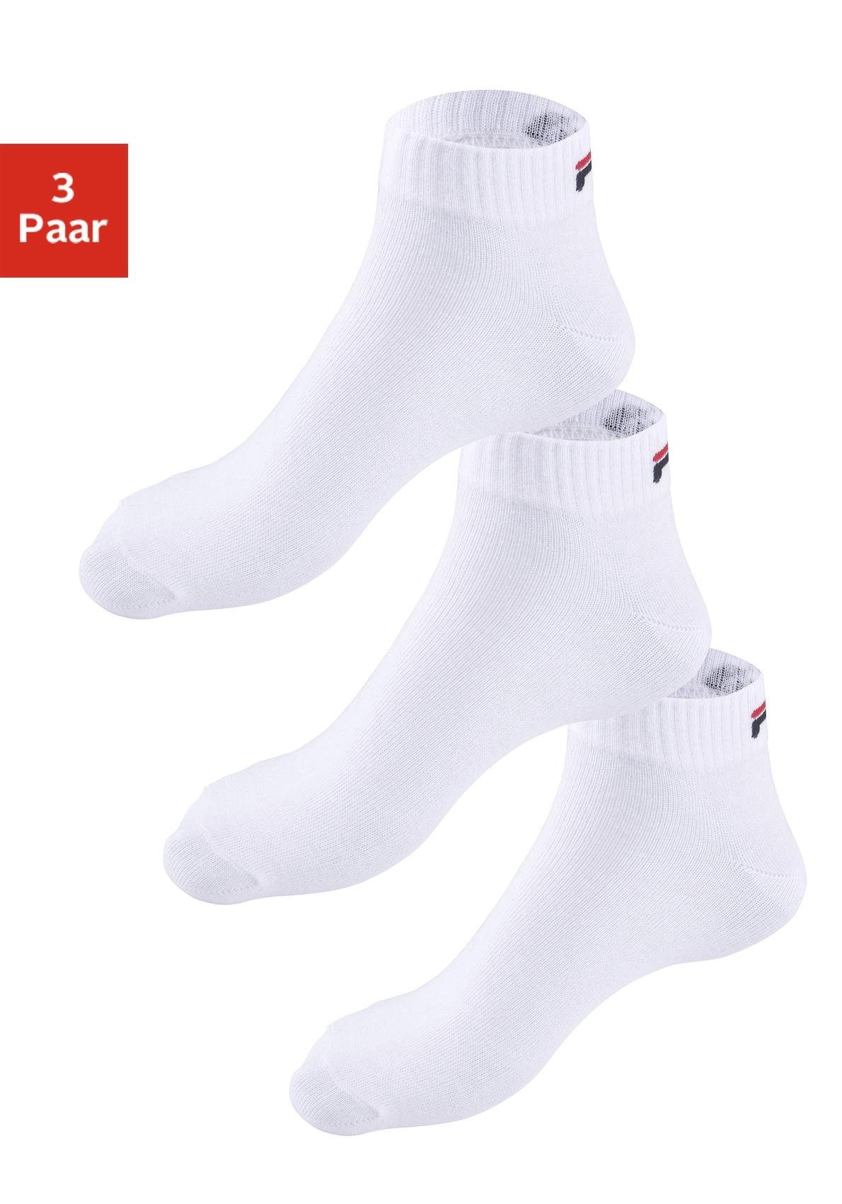 (3-Paar) weiß Fila Kurzsocken mit Logostickerei