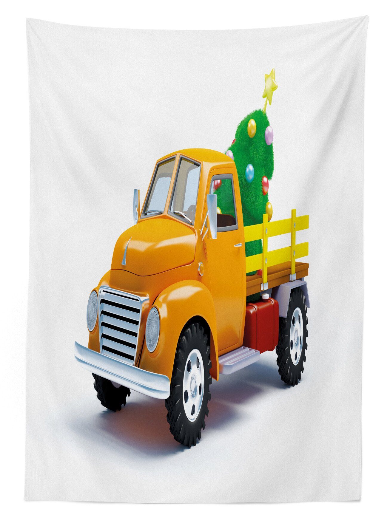 Weihnachten Weinlese-LKW geeignet Für den Klare Bereich Tischdecke Farben, Waschbar Farbfest Abakuhaus Yellow Außen