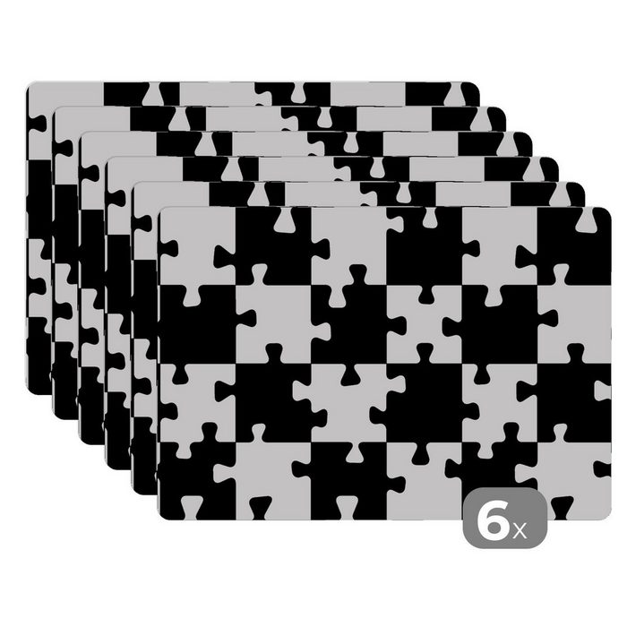 Platzset Puzzle - Schach - Muster MuchoWow (6-St) Platzset Platzdecken Platzmatte Tischmatten Schmutzabweisend
