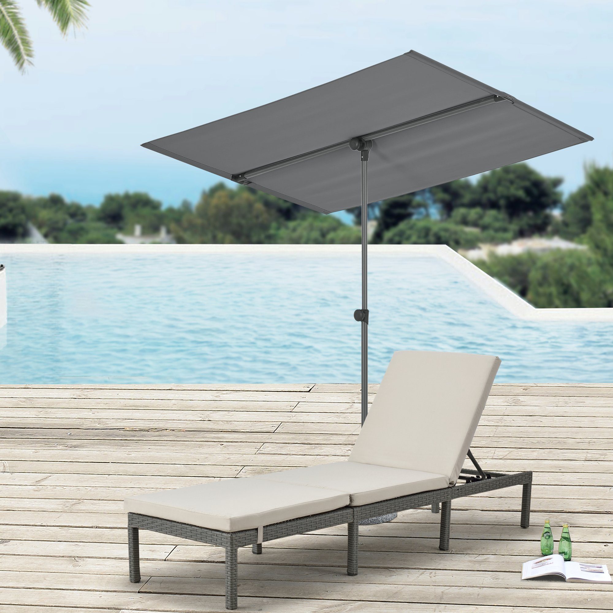 pro.tec Sonnenschutz, blickdicht, Carsoli Balkonblende 360° drehbar 180x130cm Grau