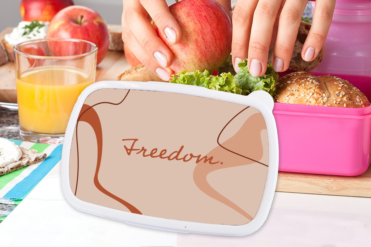 MuchoWow Lunchbox Sommer - Mädchen, Brotdose Zitate Kunststoff, Erwachsene, rosa für Freiheit Snackbox, - Kunststoff Kinder, Pastell, Brotbox - (2-tlg)