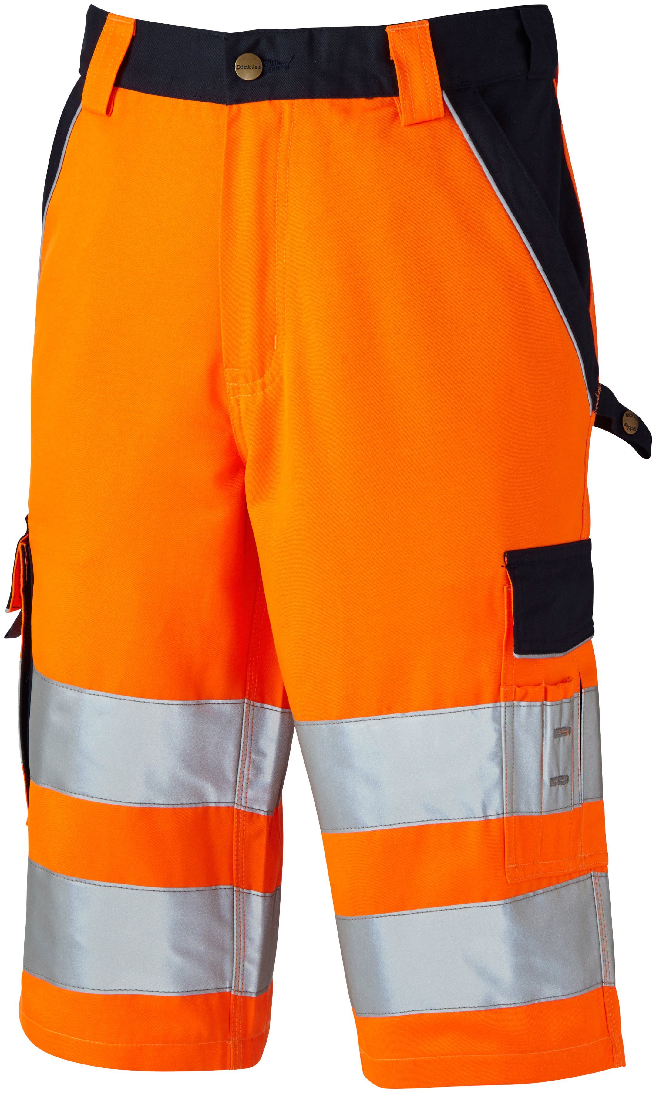 Dickies Arbeitsshorts Industry Hi Vis Reflective mit seitlich elastischem Bund orange-marine