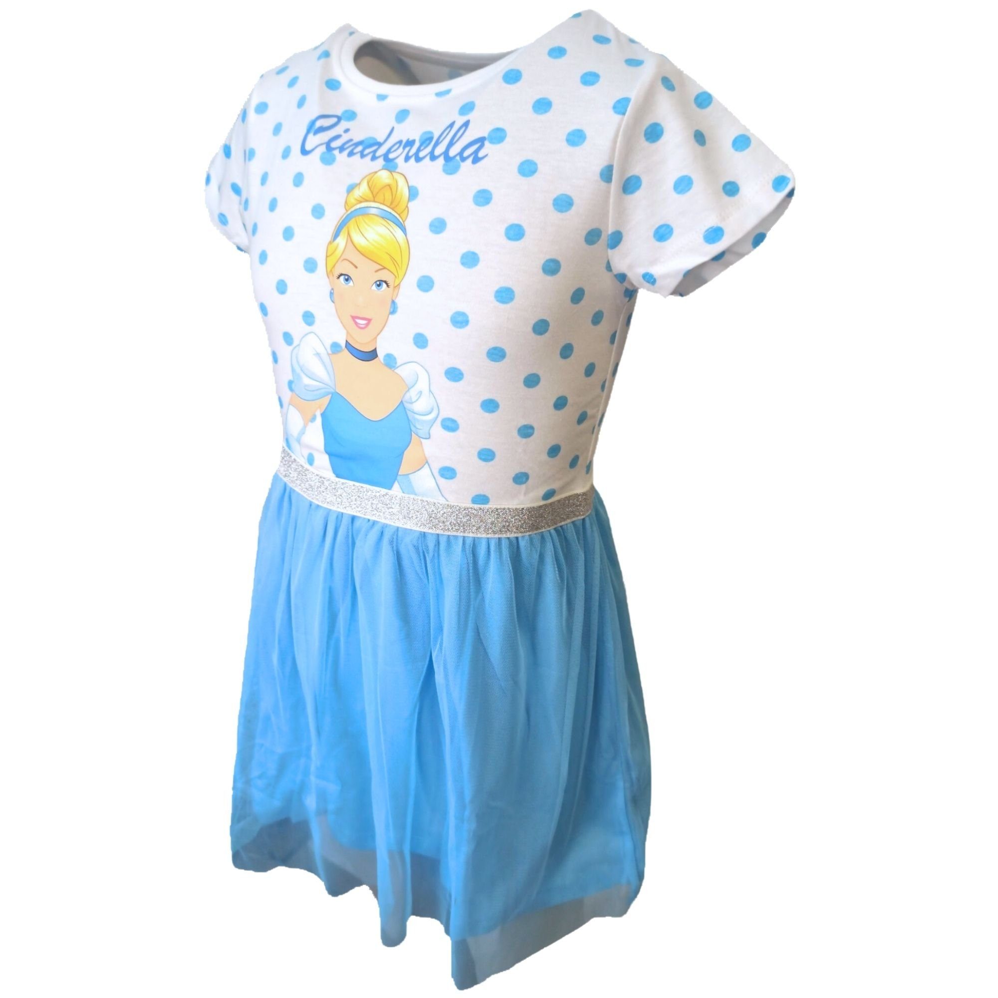 Disney Princess Sommerkleid Cinderella Tüllkleid mit Glitzerdetails Gr. 104  -134 cm