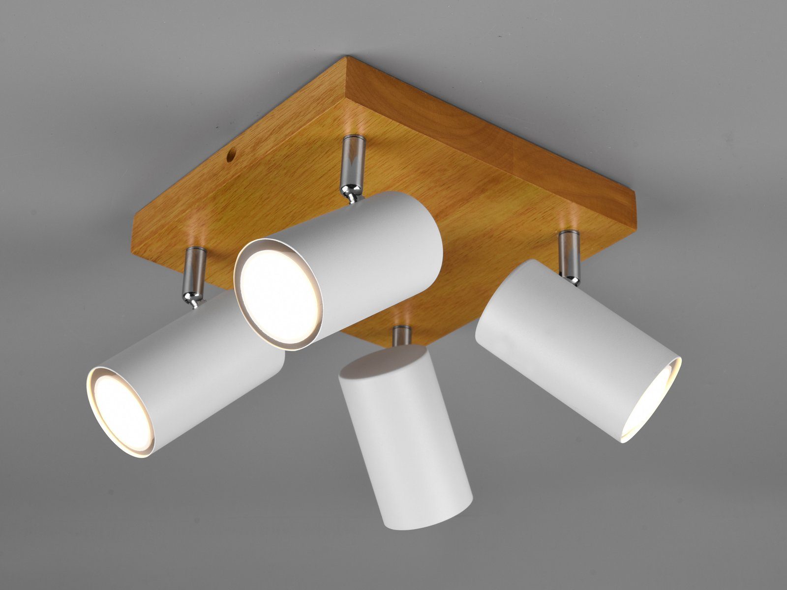 Weiß kleine Spotlampen innen Ø22cm wechselbar, meineWunschleuchte Holz-lampe Deckenstrahler, Dimmfunktion, Treppenhaus LED Balkenlampe matt LED Naturholz Warmweiß, / Decke