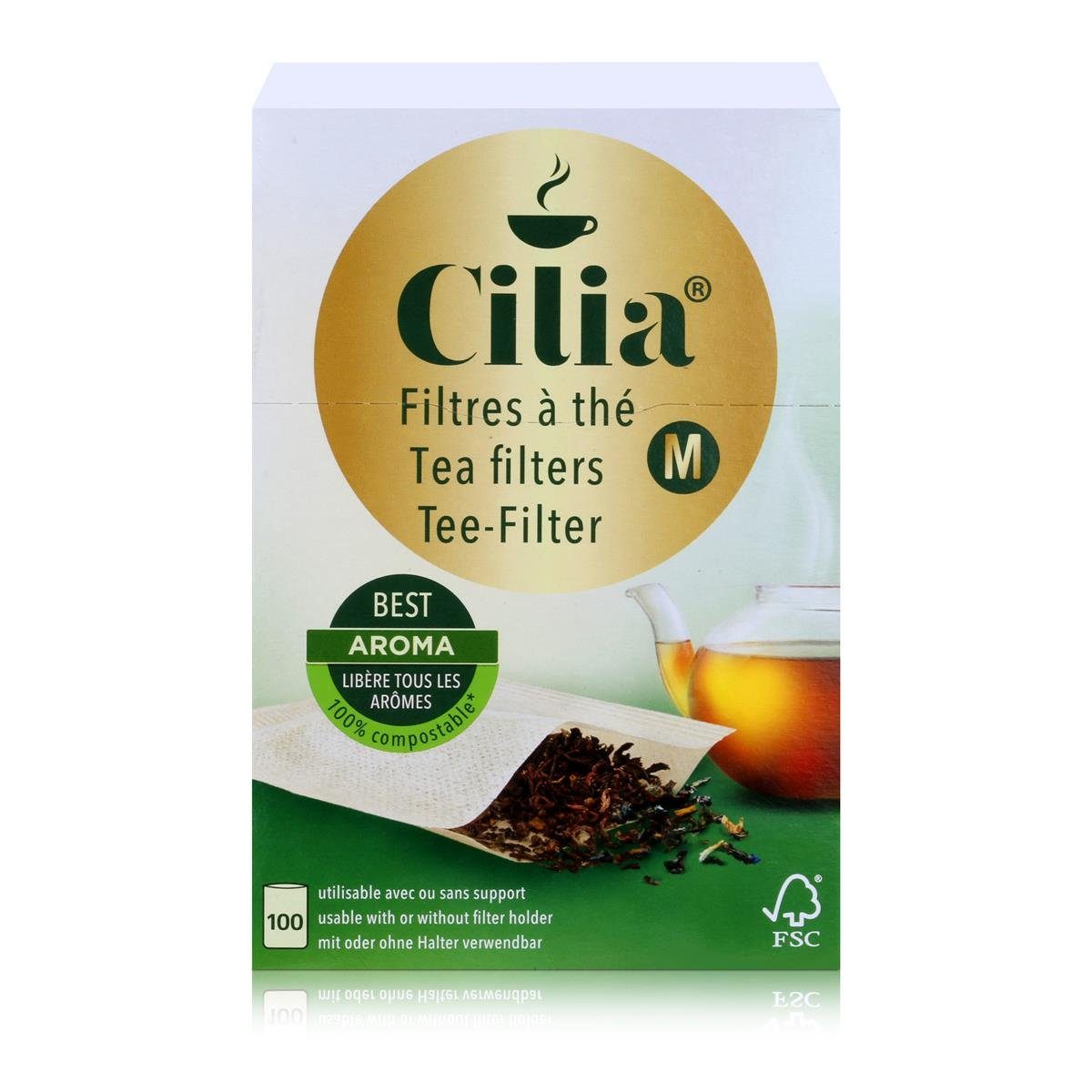 Cilia Teesieb CILIA® Teefilter 100Stk. Grösse M mit/ohne Halter verwendbar | Teesiebe