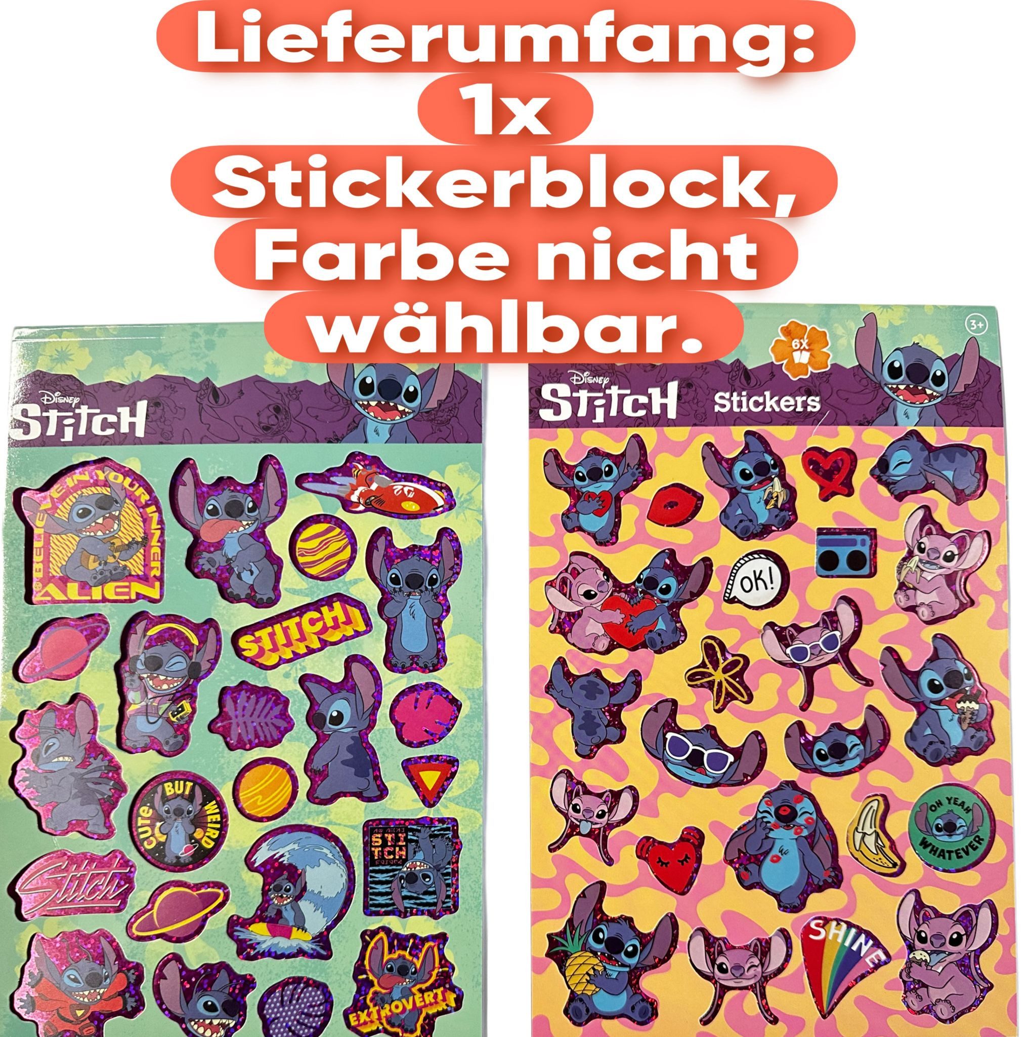 Disney Sticker Lilo&Stitch Bubble Sticker Aufkleber Buch 50 Sticker blau pink, (Set 1-tlg), Angel,Stitch,Schrulle und Freunde Geschenke für Jungen und Mädchen