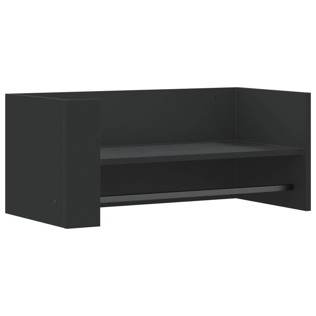 furnicato Wandregal Schwarz 70,5 x 35 x 30,5 cm aus Holzwerkstoff, 1-tlg., Wandboard mit Hängestange, flexibler Montage und viel Stauraum