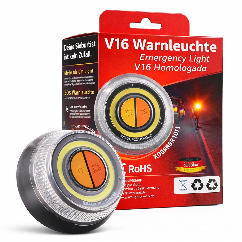 POWR Car Warndreieck Notfall-Warnleuchte V16 V16 EU – IDADA 21020060 – Pannenlicht