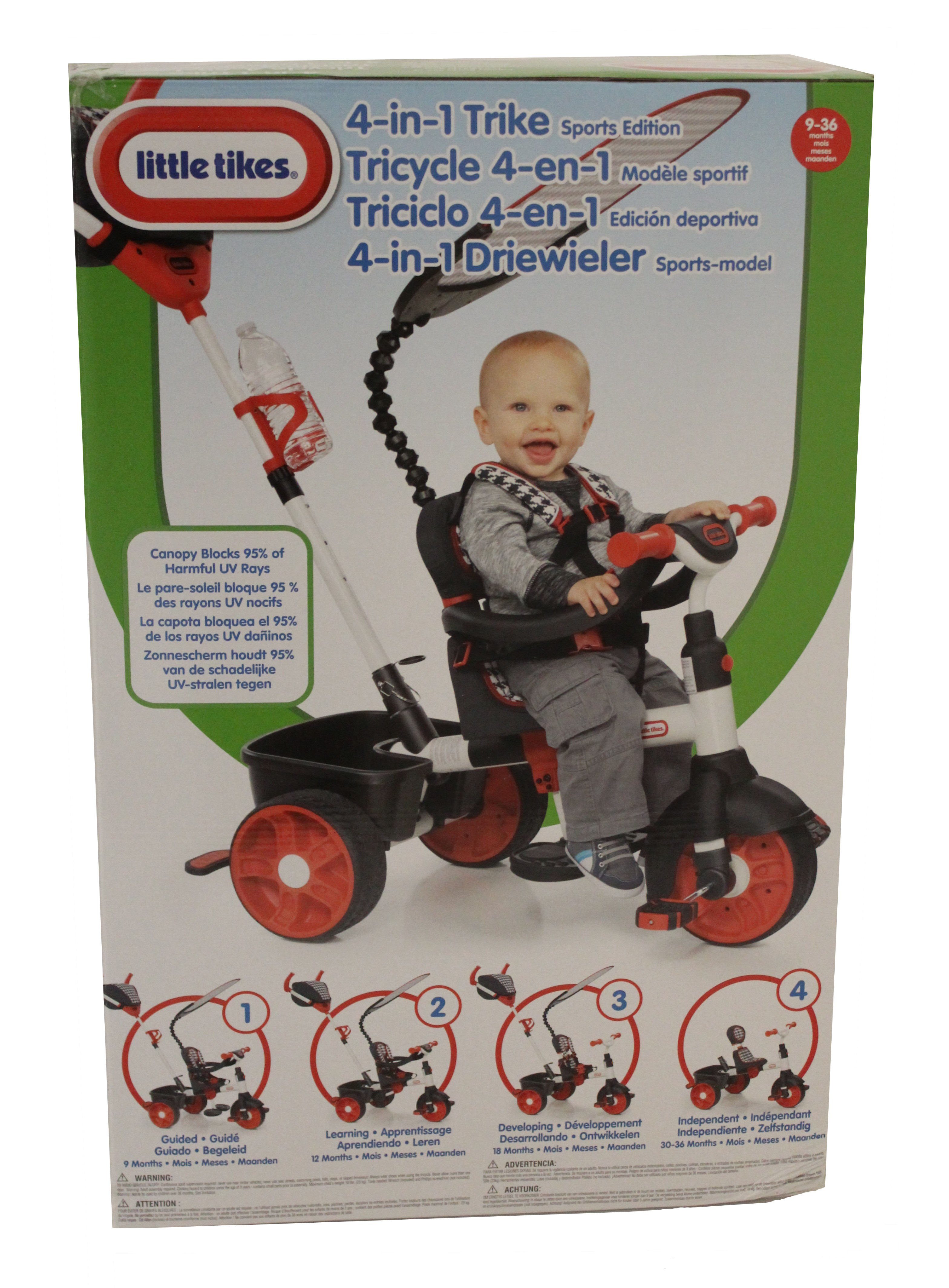 Little Tikes® Dreirad Evolution Dreirad 4in1 Sports Edition, Verstellbarer Sonnenschutz, Stofftasche mit Reißverschluss