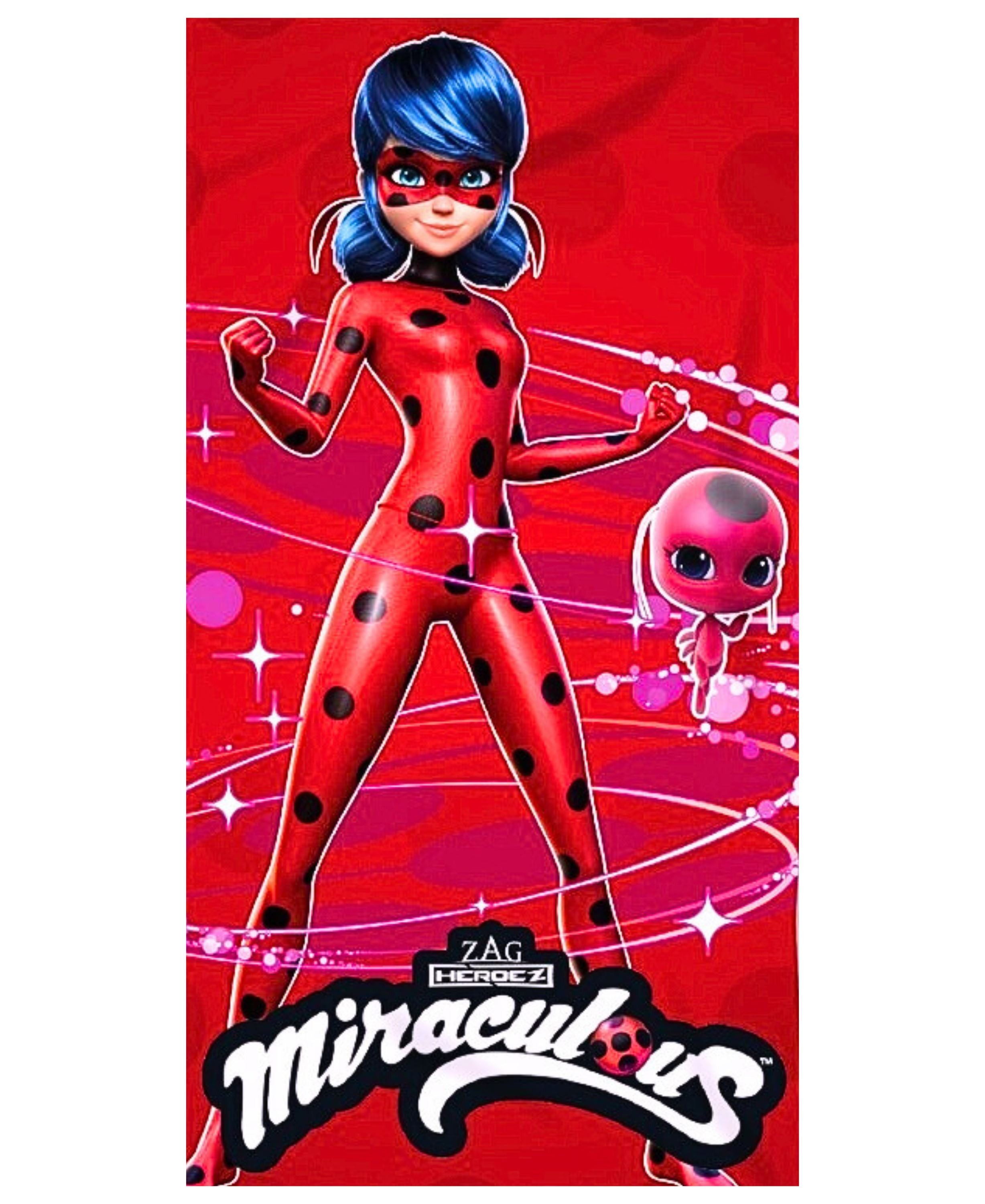 Miraculous - Ladybug Badetuch, Mikrofaser, Strandtuch 70 x 140 cm schnelltrocknend