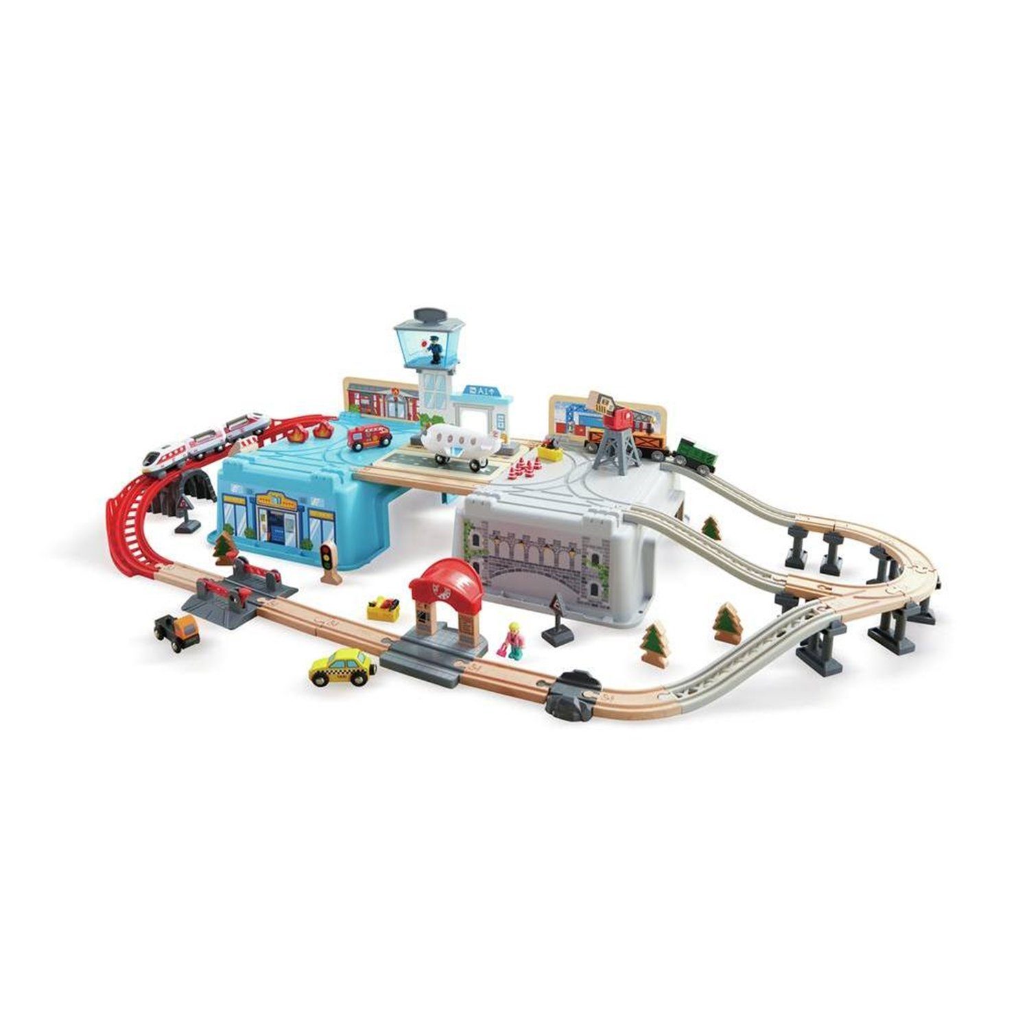 Hape Spielzeug-Eisenbahn E3773 Großstadtlandschaft Eisenbahn in Aufbewahrungsbox