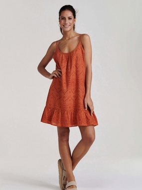 Shiwi Sommerkleid IBIZA (1-tlg) Drapiert/gerafft, Volant, Lochmuster, Stickerei