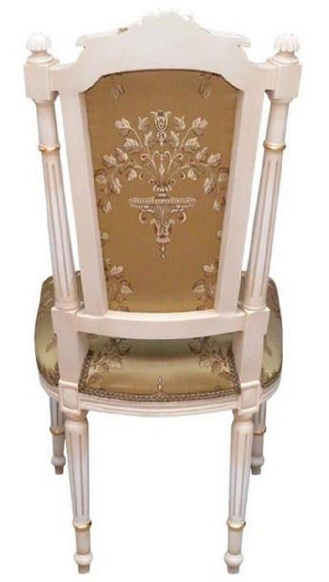Stil / Handgefertigter Stuhl Barockstil / Padrino - Esszimmerstuhl Cremefarben Gold Gold Barock Antik im Esszimmerstuhl Casa - Möbel Esszimmer