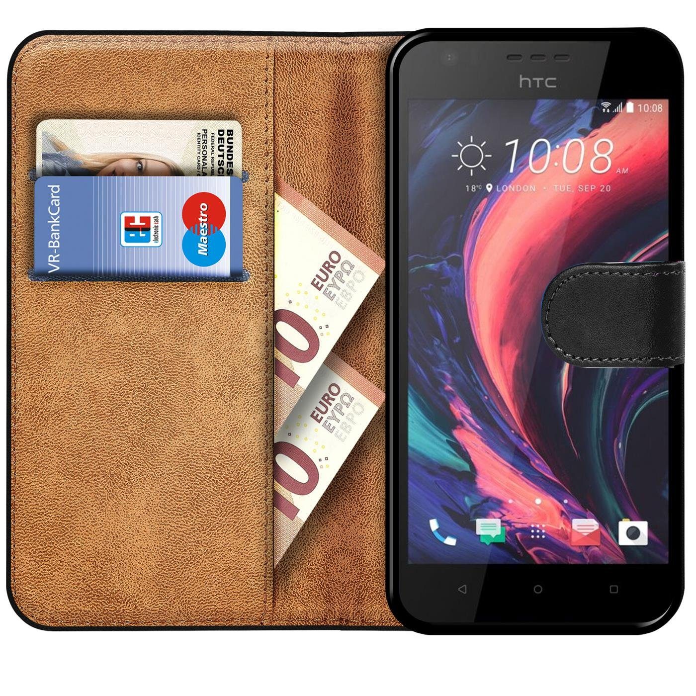 CoolGadget Handyhülle Book Case Handy Tasche für HTC Desire 10 Lifestyle 5,5 Zoll, Hülle Klapphülle Flip Cover Etui Schutzhülle stoßfest