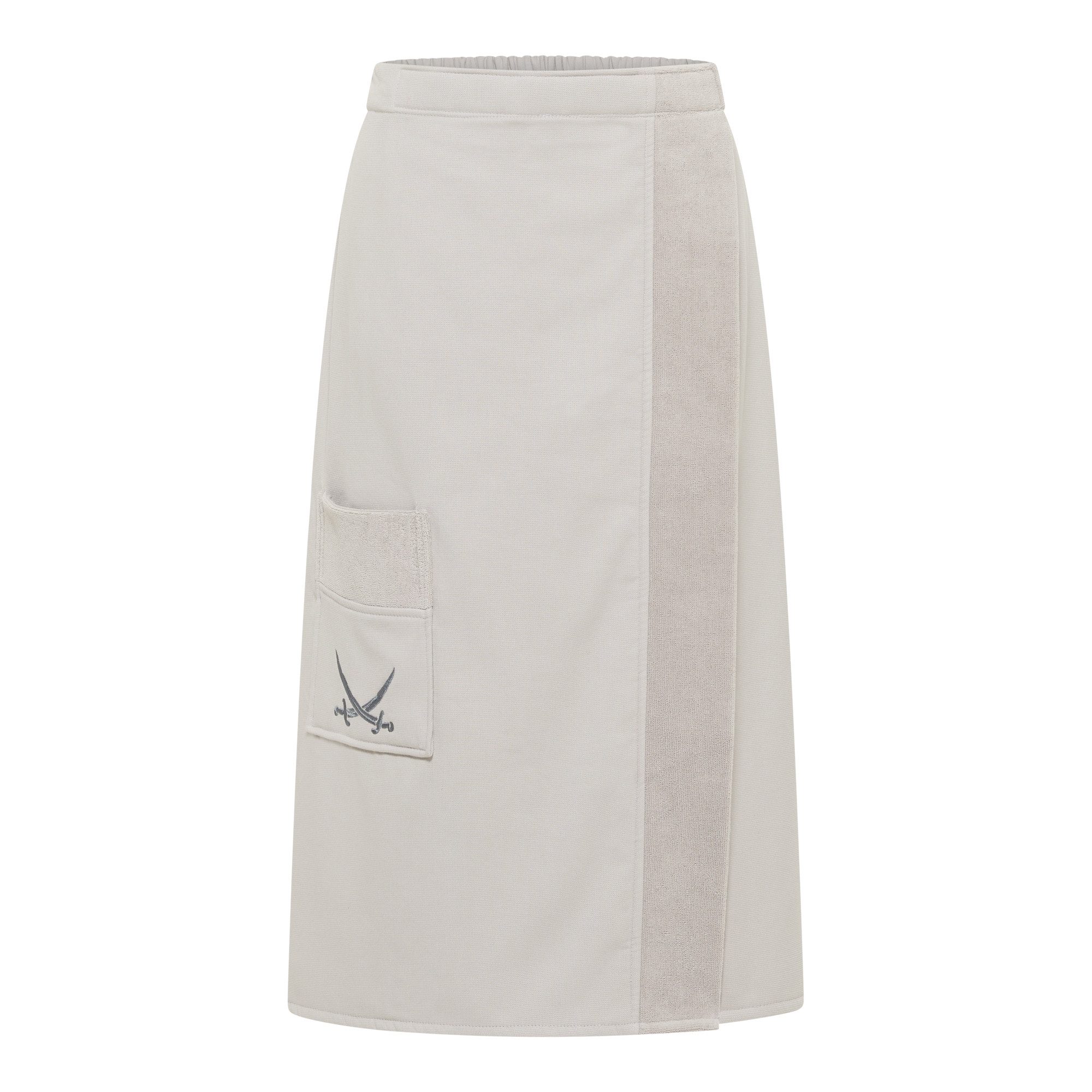 Sansibar Sylt Sarong Sansibar Damen Sarong mit Tasche und gesticktem Säbel S-XL, 80x145 cm, Baumwolle, Gummizug am Rücken, Klettverschluss, Klettverschluss, stufenlos einstellbar