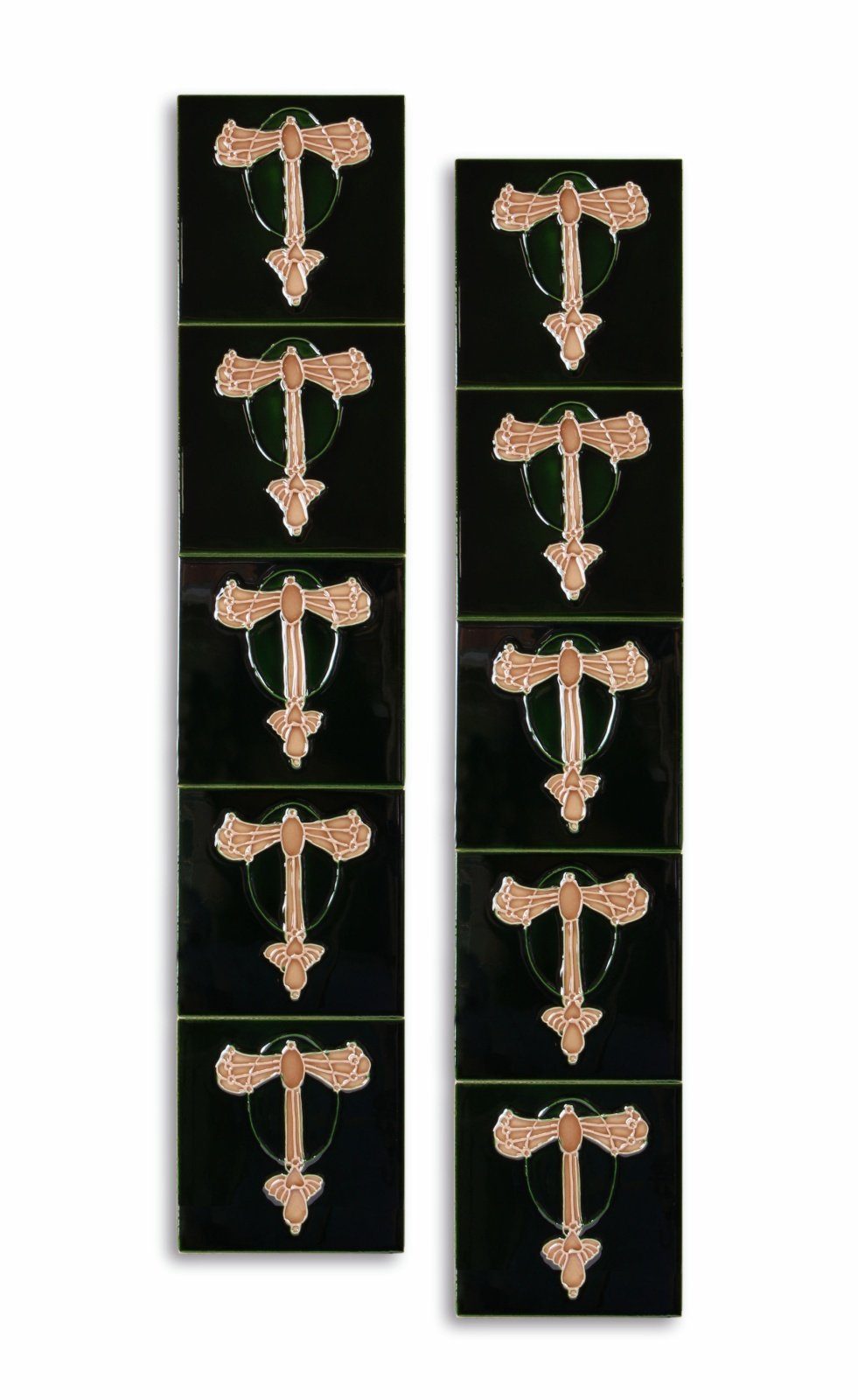 Fliese Replika Antik-Stil Wandfliese Aubaho Jugendstil Kachel (m) Set handbemalt 10x