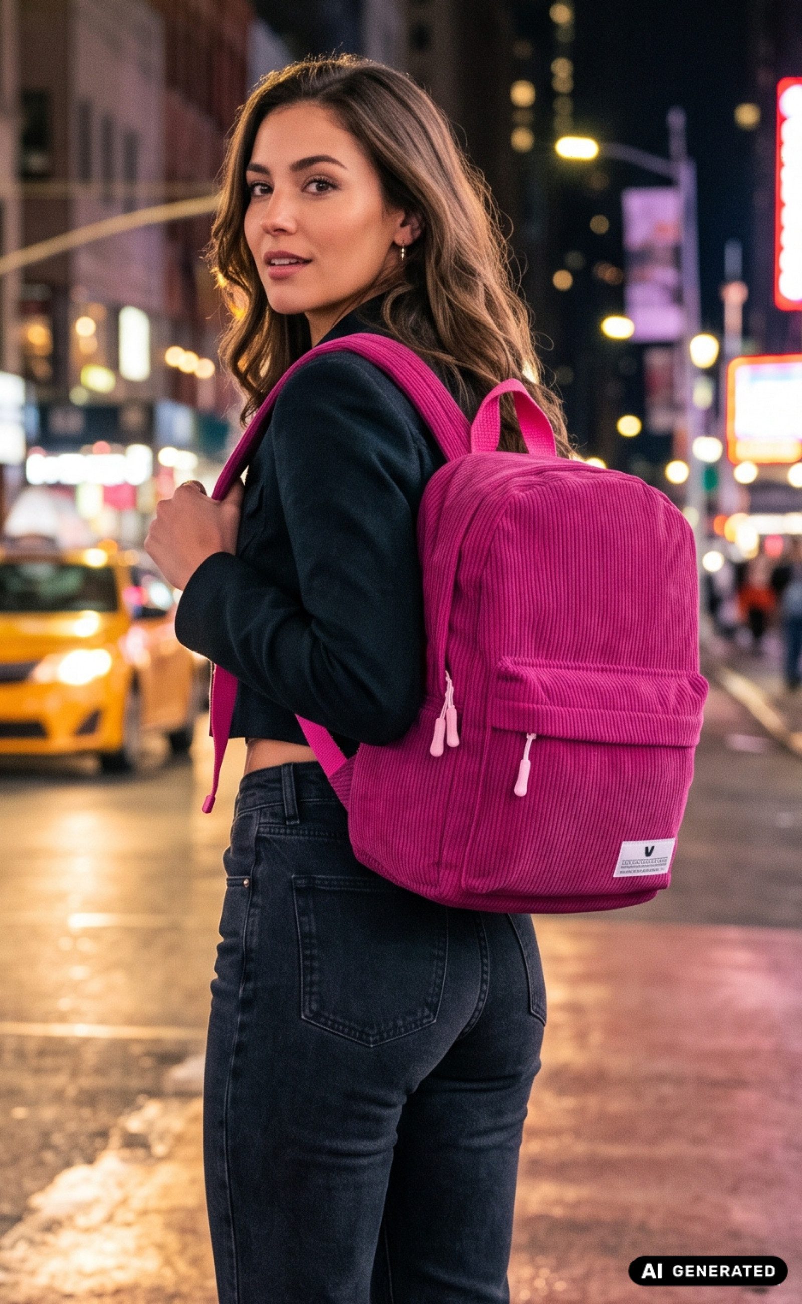 AvaMia Schulrucksack Damen Schüler Rucksack Kord Backpack Daypack Citytasche Arbeit Schule, Damen Rucksack, Innentasche, PFC-frei, Robuste Zipper, Kordrucksack