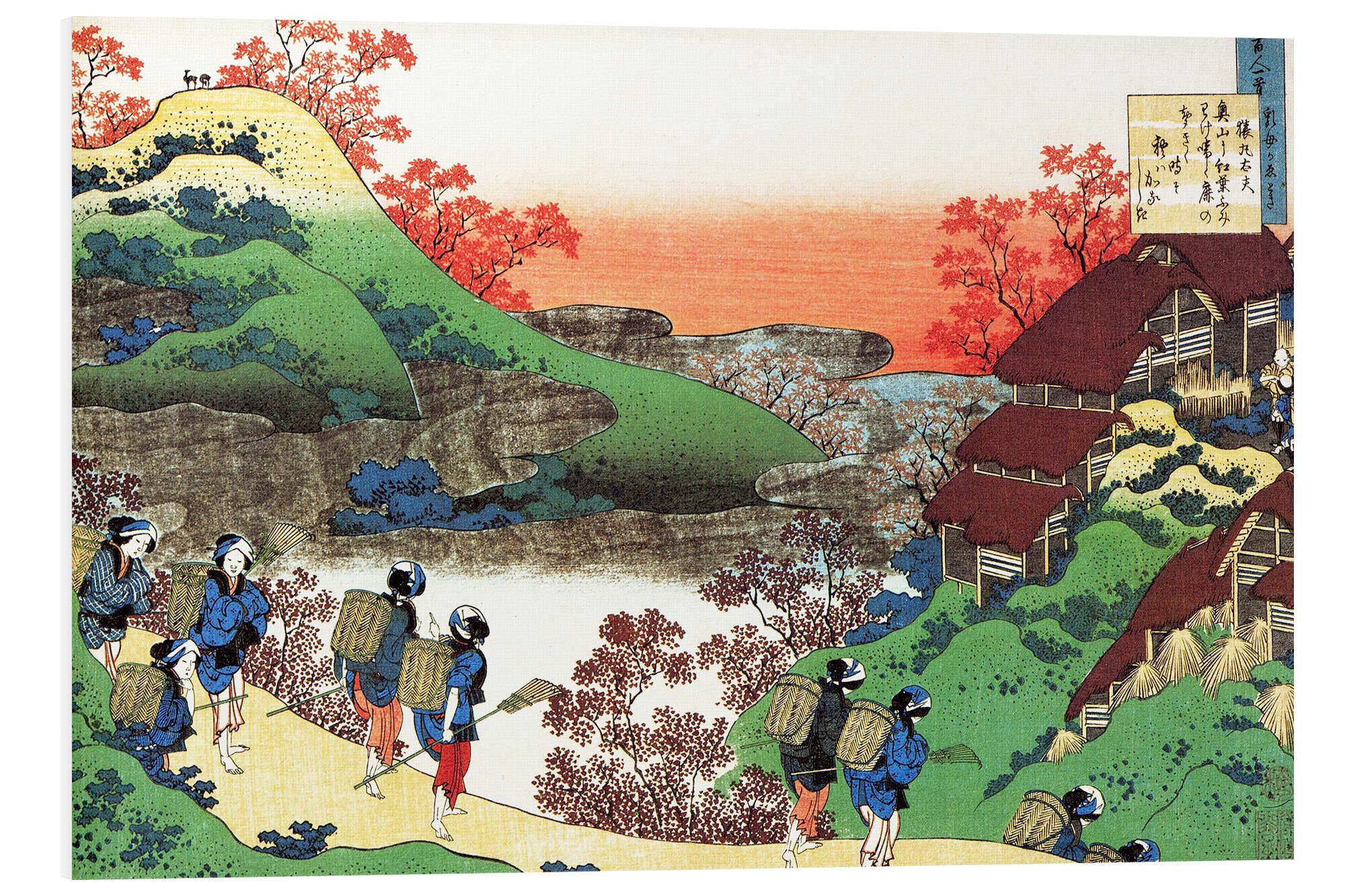 Posterlounge Forex-Bild Katsushika Hokusai, Häuser mit Strohdächern, Wohnzimmer Malerei