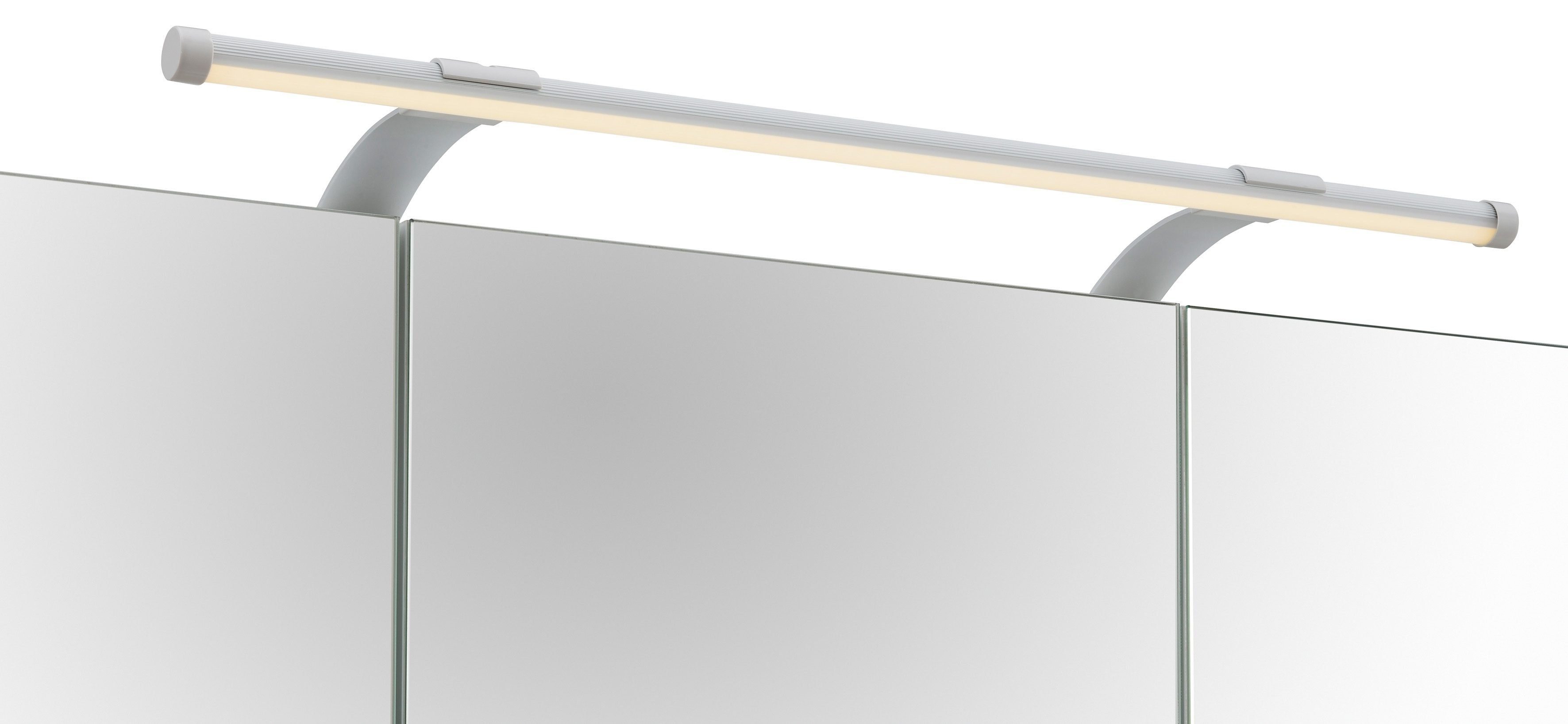 | Schalter-/Steckdosenbox LED-Beleuchtung, Schildmeyer cm, Glanz Dorina 3-türig, Glanz Breite weiß 70 Spiegelschrank weiß