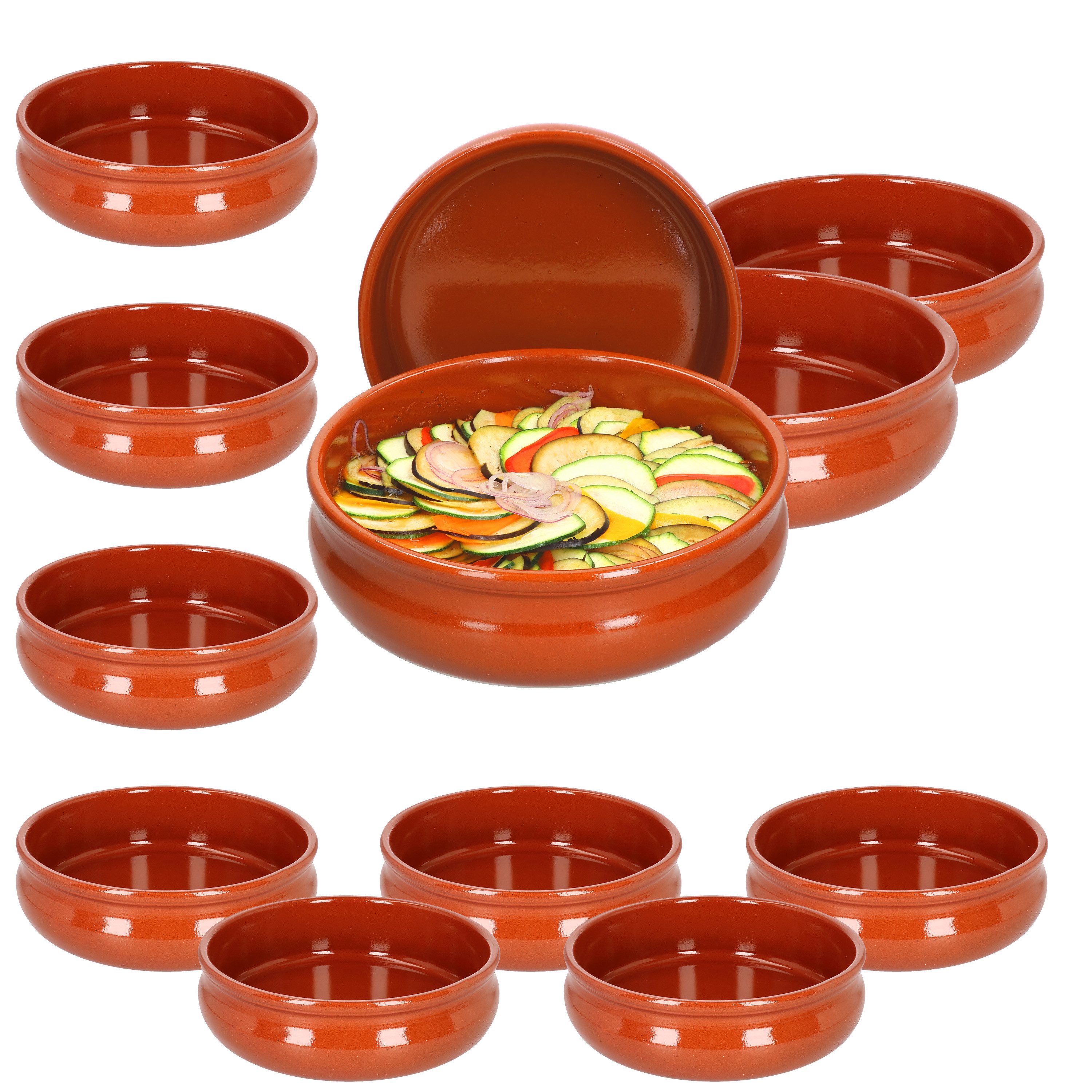 Servierschale 12x Cazuela Schale Berlin bauchig Tonware Ø24 cm Größe XL