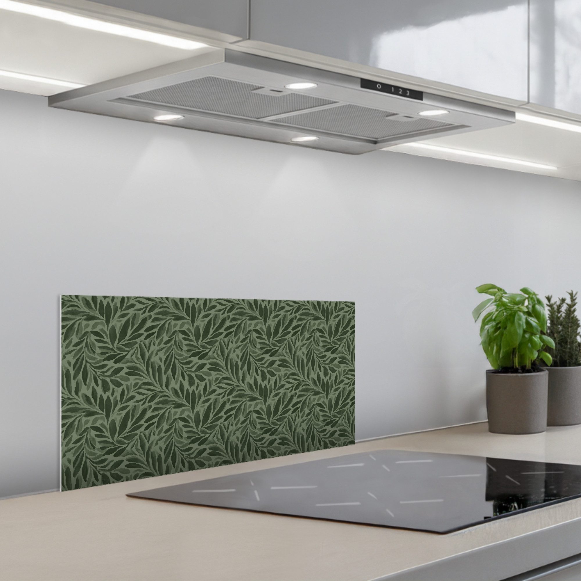 KitchenYeah Küchenrückwand selbstklebend (keine Folie) Blätter - Bio - Grün, (1-tlg), Küchenrückwand, Spritzschutz, Kitchen, 60x30 cm
