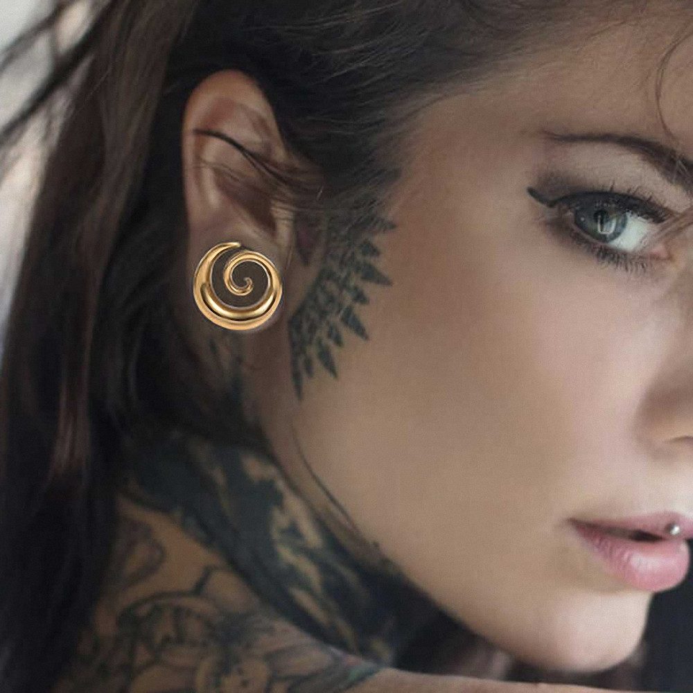 Taffstyle Plug Paar Flesh Tunnel Saddle Ohr Plug Piercing Spirale Chirurgenstahl (Stylische Spiral Ohr Plugs für Ohrpiercing als 2er Set – in 5 Größen erhältlic – Bild 2 von 5