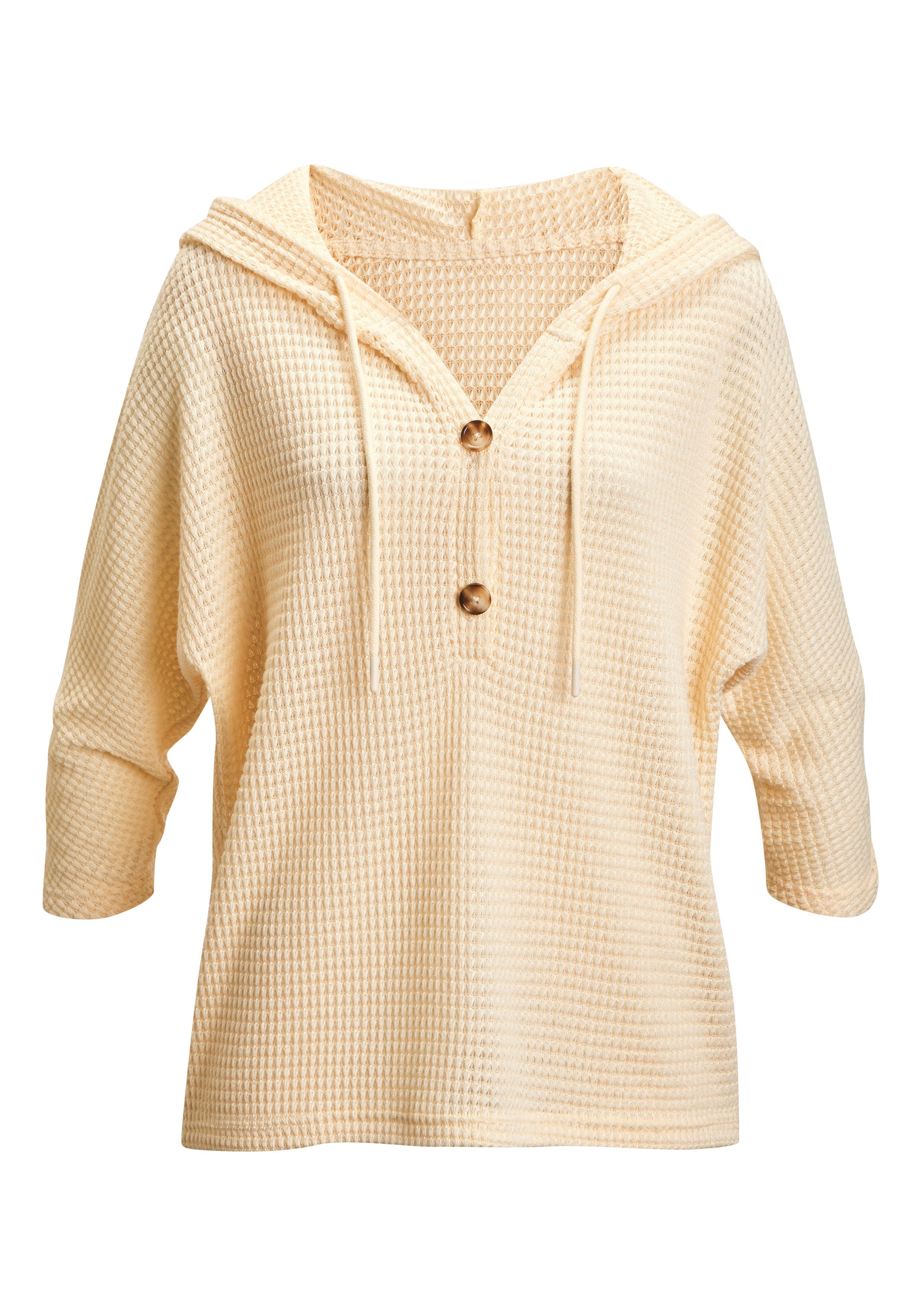 Kapuzenshirt aus sommerlichem Waffelstrick