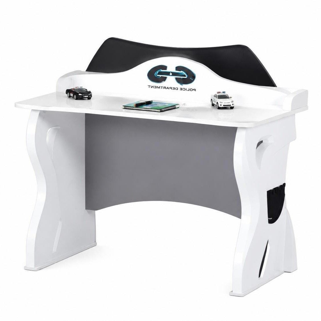 Xlmoebel Kinderschreibtisch Schreibtisch Weiß Silber Police Design Jugendzimmer Modern Lerntisch (1-St., 1-tlg)