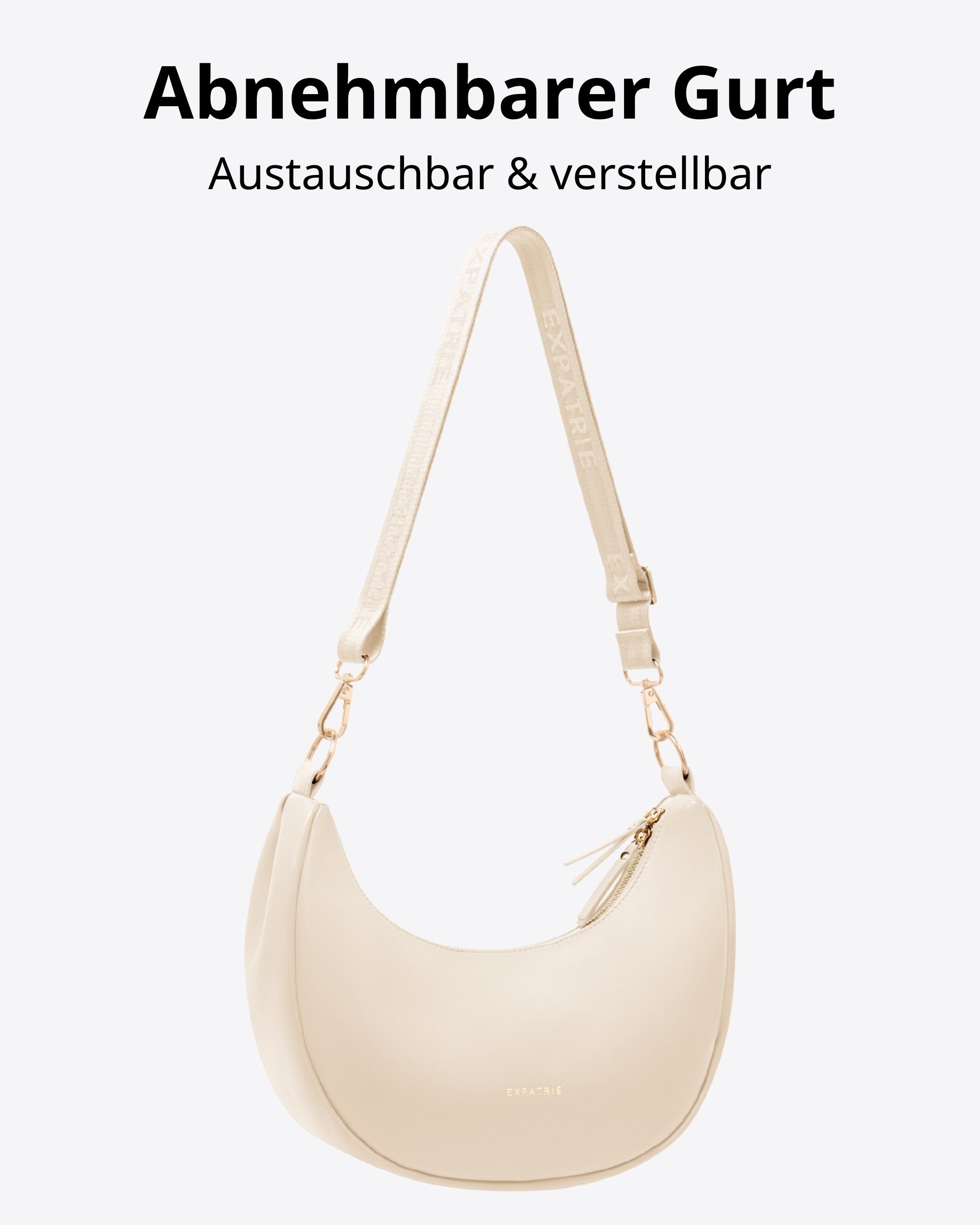 Expatrié Umhängetasche Lea Medium Half Moon Bag Schultertasche, Elegante Crossbody Bag in Halbmond Form, Wasserabweisend