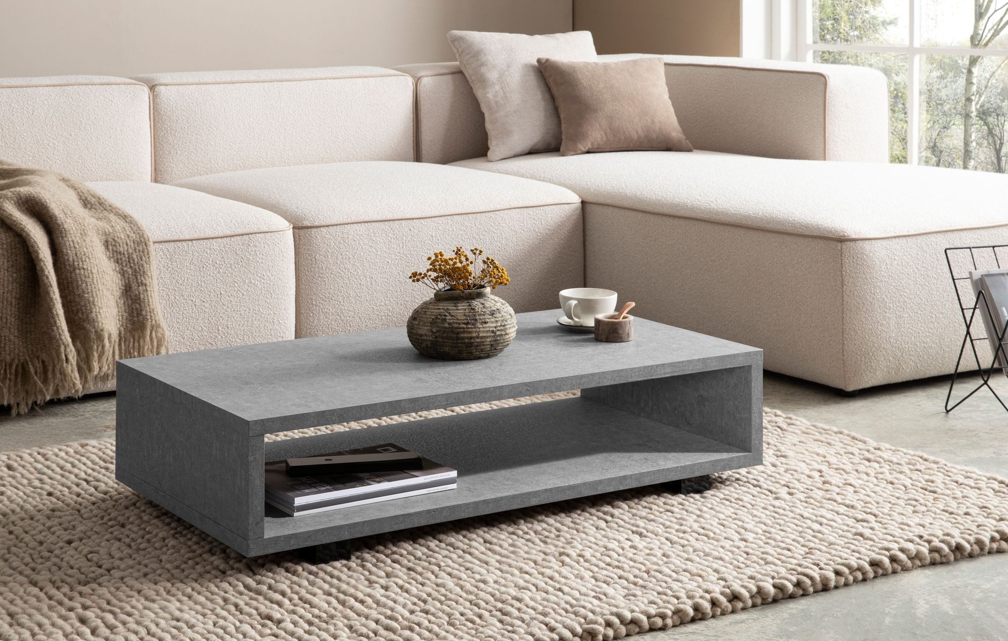 FINEBUY Couchtisch FB59783 100 cm Wohnzimmertisch Sofatisch Stauraum Groß K günstig online kaufen