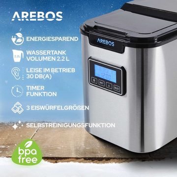 Arebos Eiswürfelmaschine Ice Cube Maker, 12 kg / 24 h, 10-15 Minuten Produktionszeit