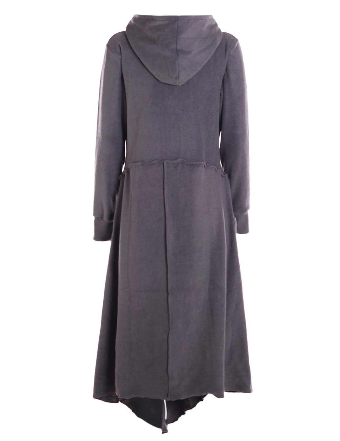 Vishes Langmantel Fleece Übergangsmantel im asymmetrischen Lagenlook mit Kapuze Alternative Bekleidung, Ethno, Hippie, Retro Style – Bild 4 von 4