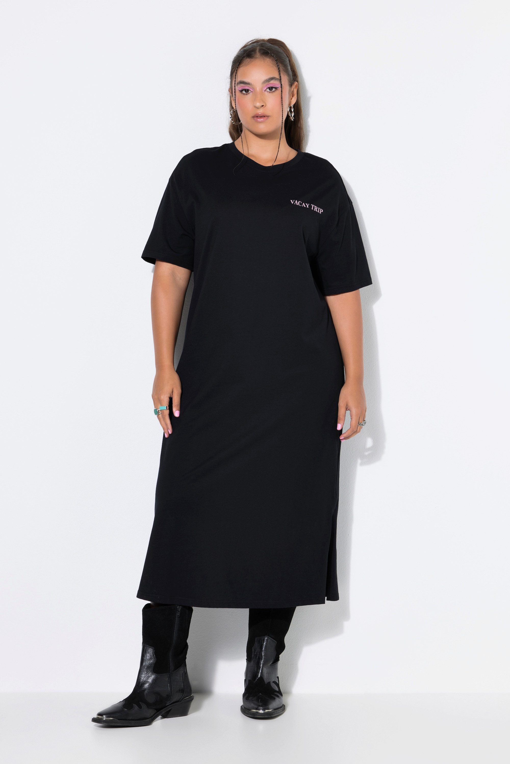 Studio Untold Maxikleid T-Shirt-Kleid oversized Rücken VACATION Print
