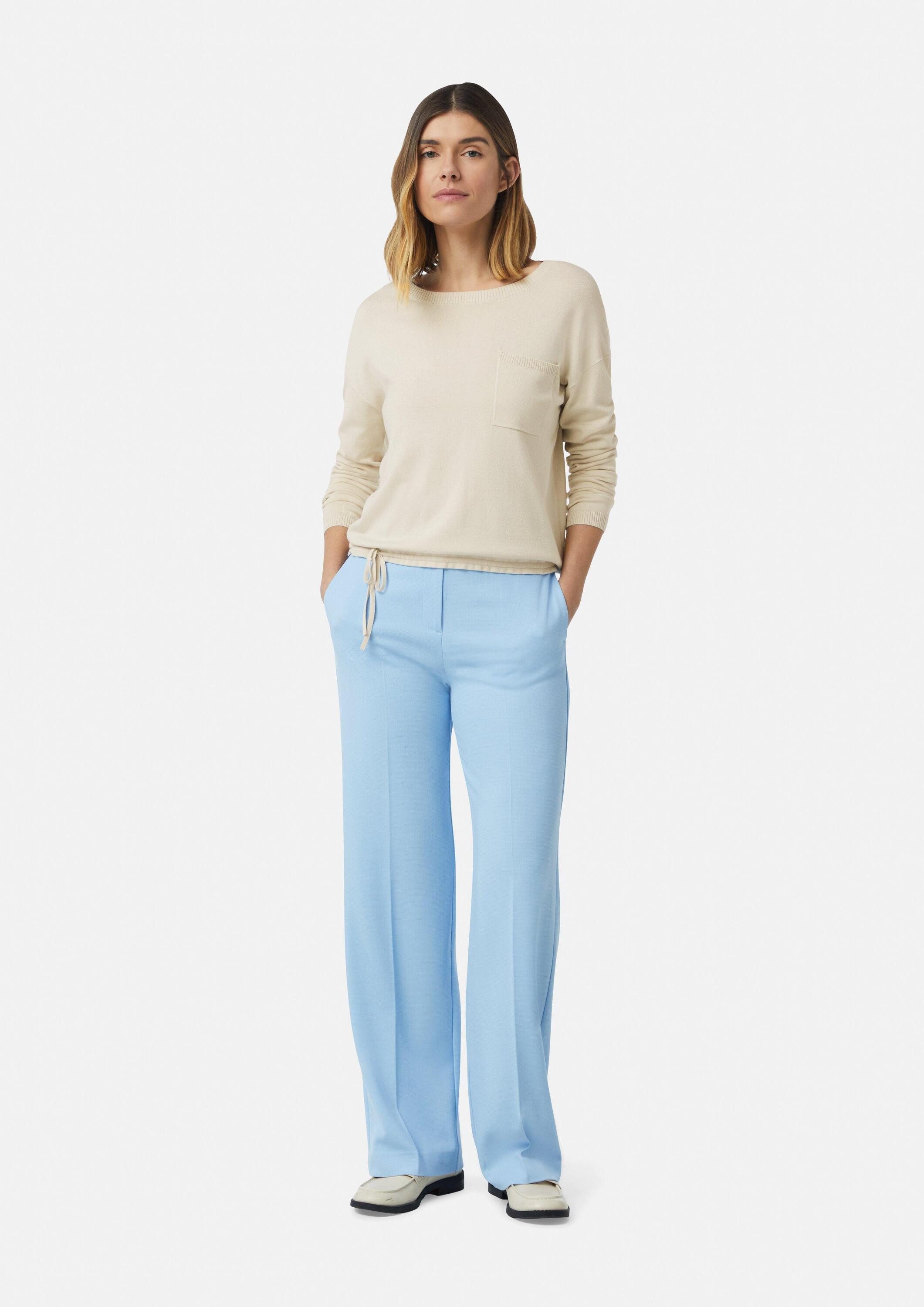 comma Longpullover Strickpullover Feinstrickpullover mit Durchzugkordel