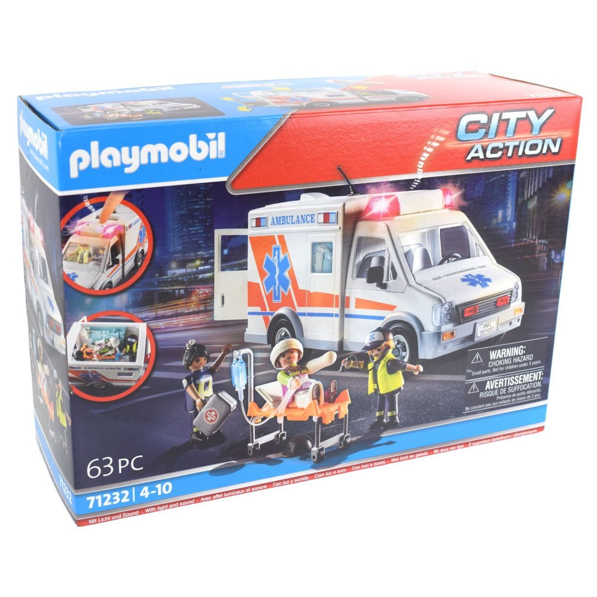 Playmobil® Playmobil 71232 City Action Rettungswagen mit Licht und Sound Spielbausteine, (71232)