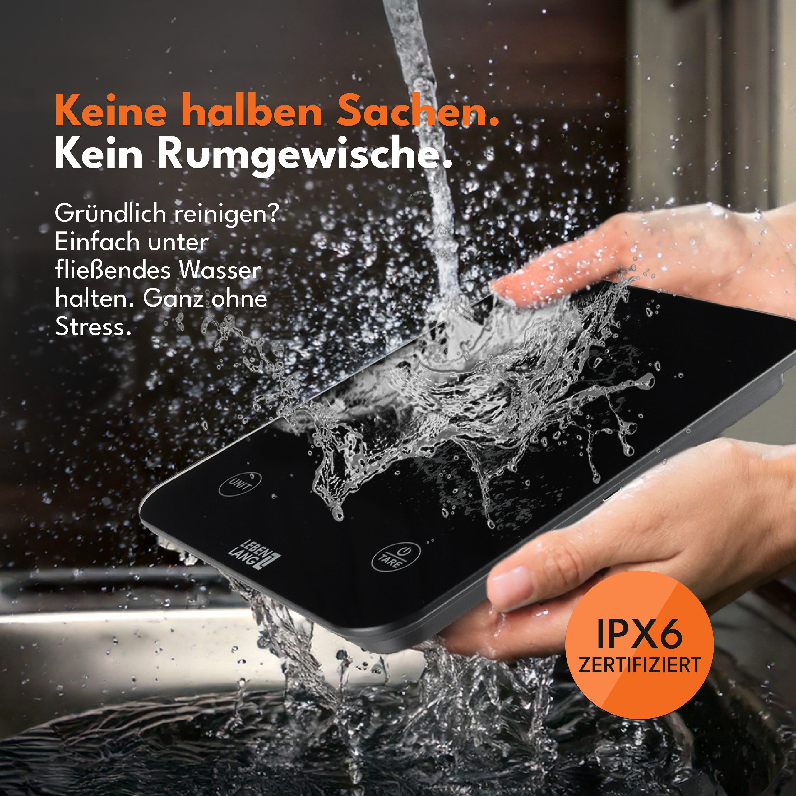 Lebenlang Küchenwaage Digitale Küchenwaage - Wasserfest - Bis 10kg & 1gr Schritte - Mit USB, Tara-Funktion, Gängige Messeinheiten, Akkubetrieb, perfektes Abwieg – Bild 2 von 5